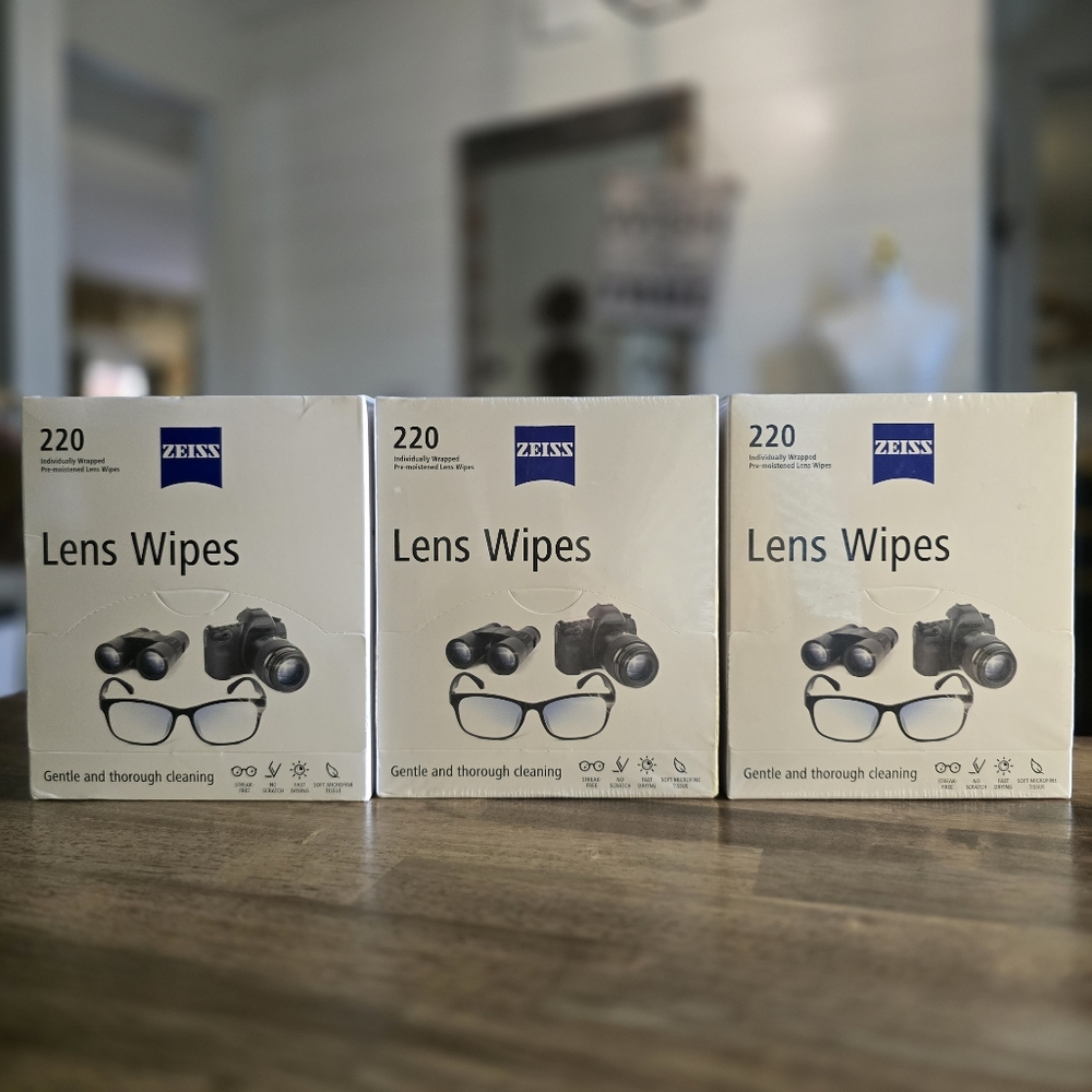 ZEISS Lens Wipes 220 Count (3 Pack) Individually Wrapped Pre-Moistened NEW